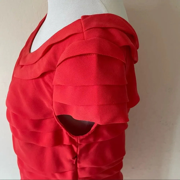 French Connection Tiered Layered Summer Coral Penny Dress Size 40 - Picture 4 of 12